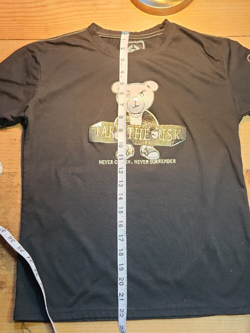 CR-24 Black Kids Tee with embossed Bear Graphic - "Take The Risk" - Picture 10 of 10